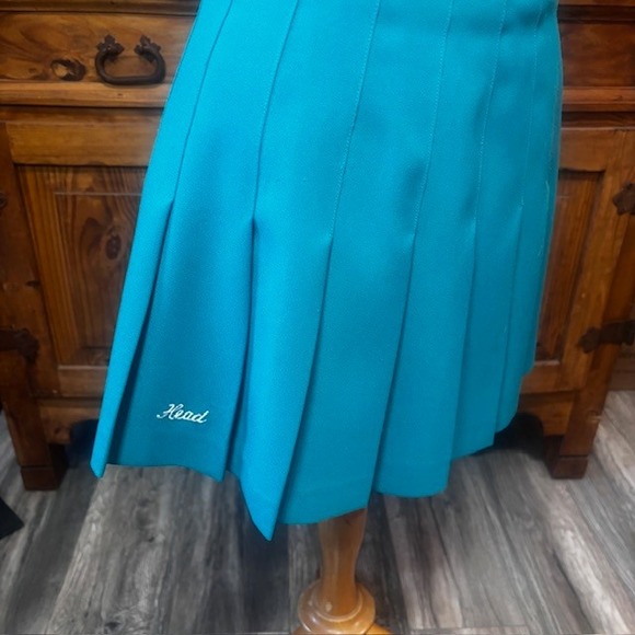 Vintage Head Sportswear Teal Blue Pleated Tennis Skirt Retro Athletic Mini Sz 12 - Picture 2 of 6